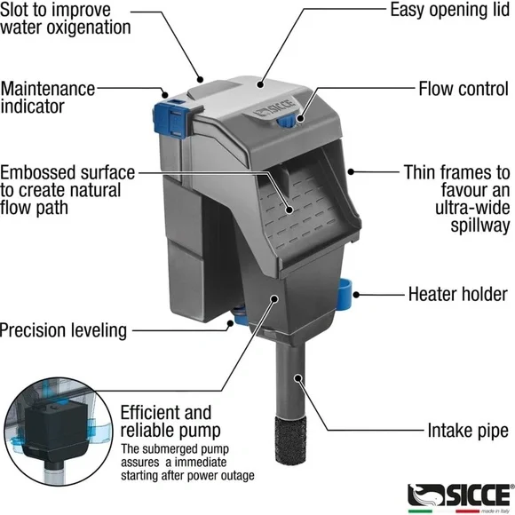 Sicce Aqua Filtra 10 Hang-On Aquarium Filter | Fresh & Saltwater | Up to 10 Gal - Picture 8 of 13